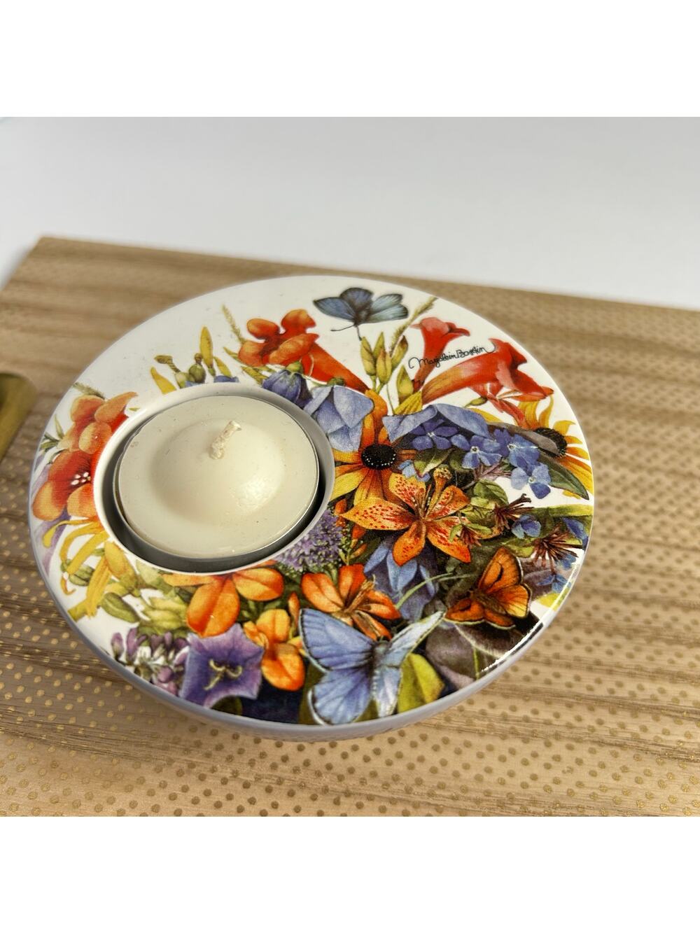 Garden Tealight Holder Marjolein Bastin Butterfly Lilies Sweet Pea Garden Quote